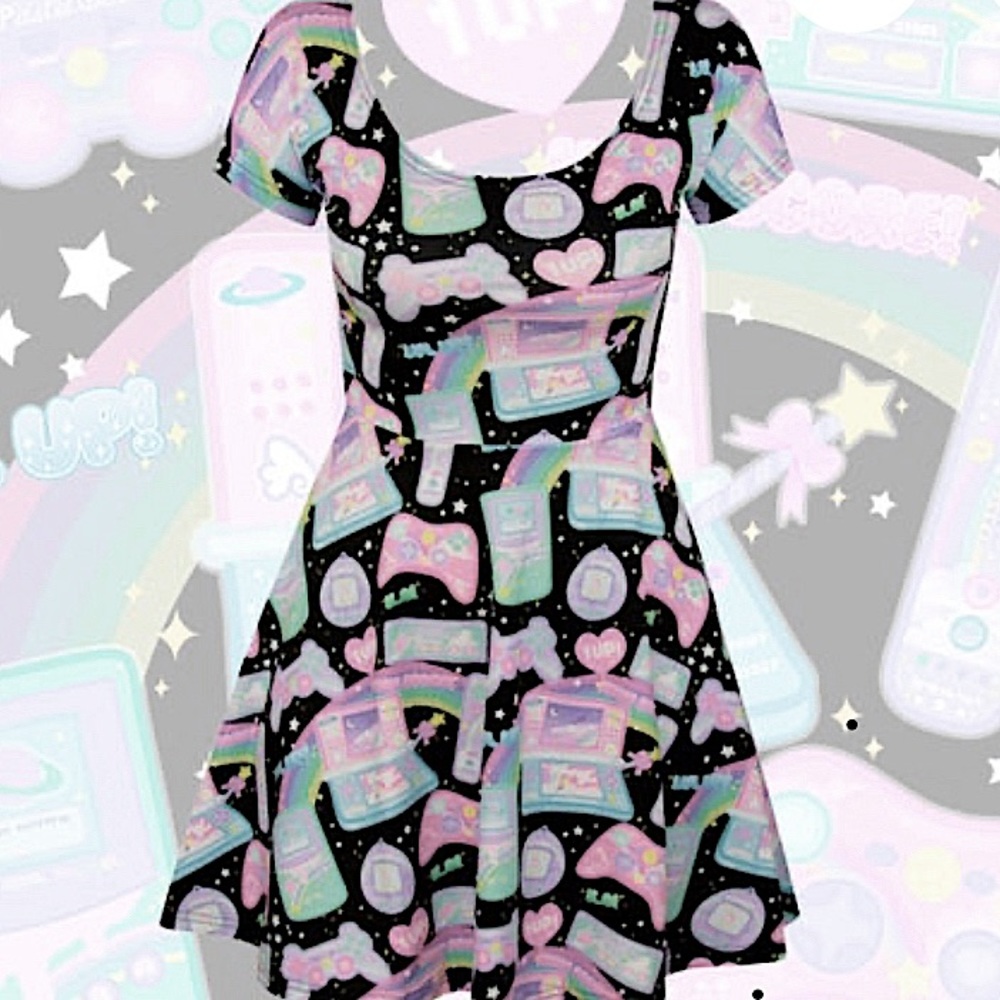 Pastel Goth Fairy Kei Gamer Skater Dress